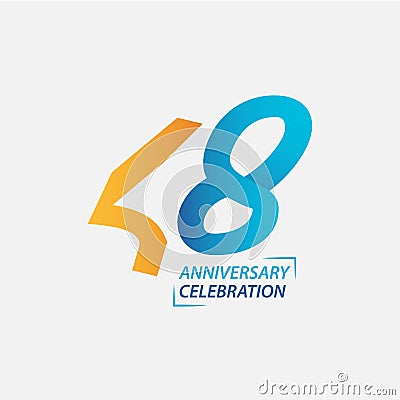 48 Year Anniversary Celebration Vector Template Design Illustration Vector Illustration