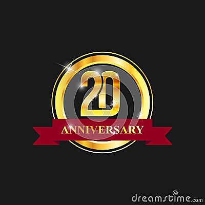 20 year anniversary gold label vector image Vector Illustration