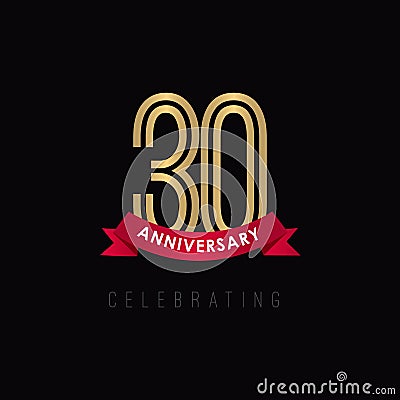 30 year Anniversary Luxury Gold Black Logo Vector Template Design Illustration Vector Illustration