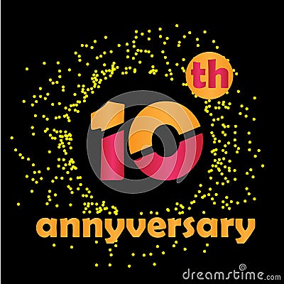 10 Year Anniversary Vector Template Design Illustration - Vector Stock Photo