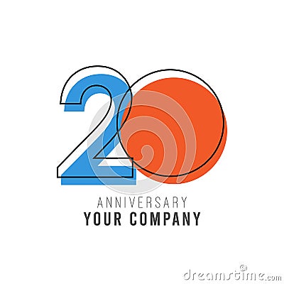 20 Year Anniversary Vector Template Design Illustration Vector Illustration