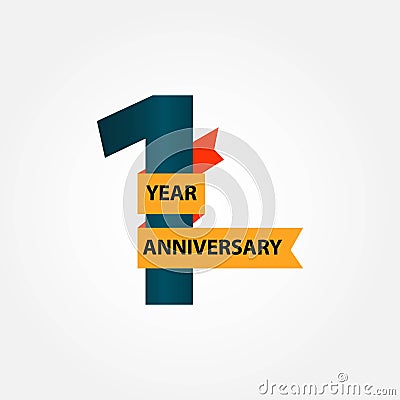 1 Year Anniversary Vector Template Design Illustration Vector Illustration