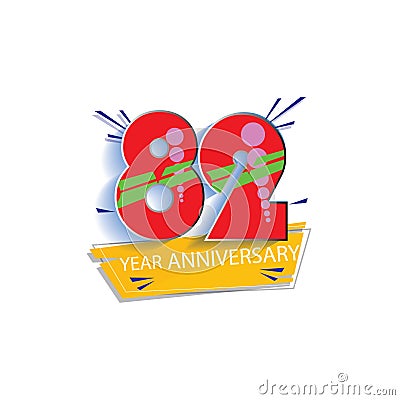 82 Year Anniversary Vector Template Design Illustration Vector Illustration