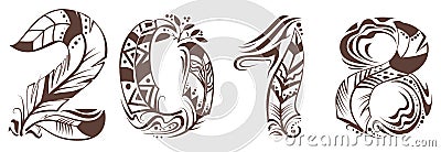 2018 year bird feather symbol Vector Illustration