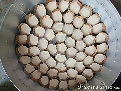 Year cakes are kind of chinese sweetmeat steamed in a kratong for pay respect to Chinese new year or Spirit Festival Stock Photo