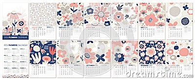 2024 year calendar design week start on sunday set of page templates. Vector Illustration