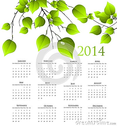 2014 year calendar Vector Illustration
