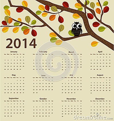 2014 year calendar Vector Illustration