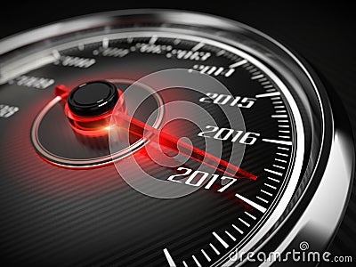 2017 year car speedometer concept Stock Photo