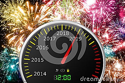 2019 year car speedometer Stock Photo