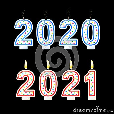 Year change from 2020 to2021concept Happy New Year Vector Illustration