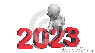 Year change to 2023 with 3D people isolated on white background Stock Photo