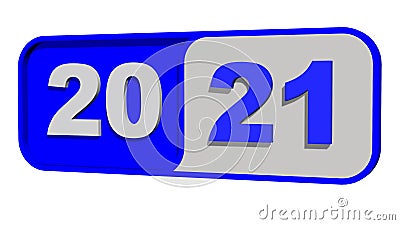 Year change 2021 - Year numbers in blue color on plate - isolated on white background Cartoon Illustration