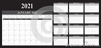 Year 2021 desk calendar vector illustration Cartoon Illustration