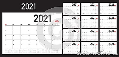 Year 2021 desk calendar vector illustration Cartoon Illustration