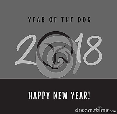 2018 year of the dog happy new year greeting card Vector Illustration