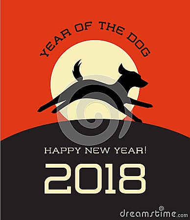 2018 year of the dog happy new year greeting card Vector Illustration