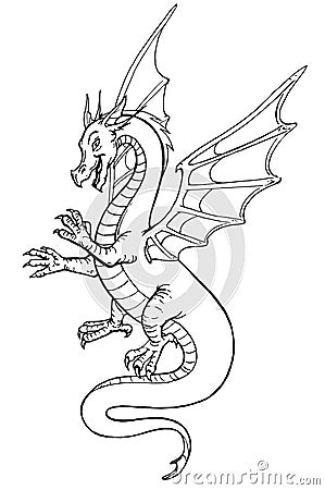 Year of the Dragon in the Chinese Calendar, line-art for coloring Vector Illustration