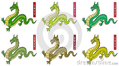 Year of the Dragon in the Chinese Calendar, New Year Vector Illustration