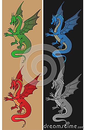 Year of the Dragon in the Chinese Calendar, New Year Vector Illustration