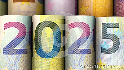 Year 2025 from Euro notes Stock Photo