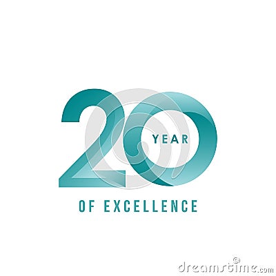 20 Year of Excellence Vector Design Illustration Vector Illustration