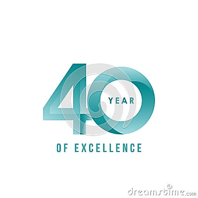 40 Year of Excellence Vector Design Illustration Vector Illustration