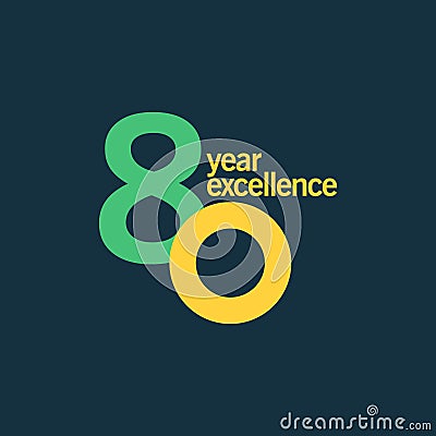 80 Year of Excellence Vector Template Design Illustration Vector Illustration