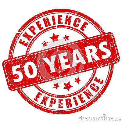 50 year experience rubber stamp Vector Illustration