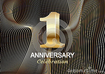 1 year golden anniversary logo celebration with Vector Illustration