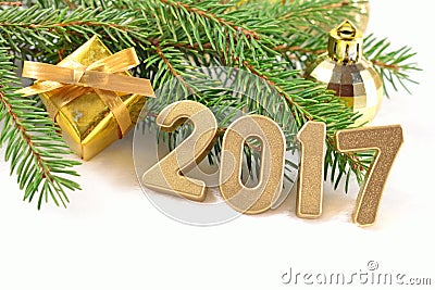 2017 year golden figures Stock Photo