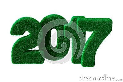 2017 year from grass. Isolated 3D Stock Photo