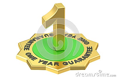 1 year guarantee label, 3D rendering Stock Photo