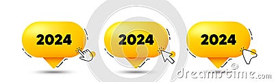 2024 year icon. Event schedule annual date. Click here buttons. Vector Vector Illustration