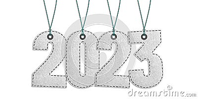 Year 2023 Lettering - Realistic Stitched Felt 3D-Illustration Stock Photo