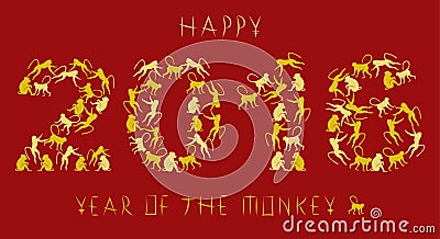 2016 Year of the Monkey Vector Illustration