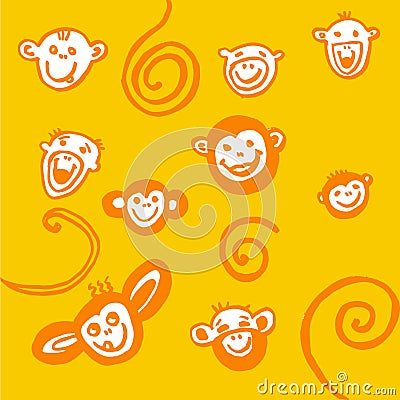 2016 year, monkeys heads and tails. Vector Illustration