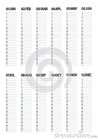 Year monthly planer Vector Illustration