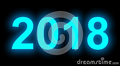Year 2018 neon light full numbers isolated on black Stock Photo