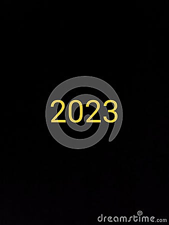 year 2023 number colorful on black background ,yellow Stock Photo