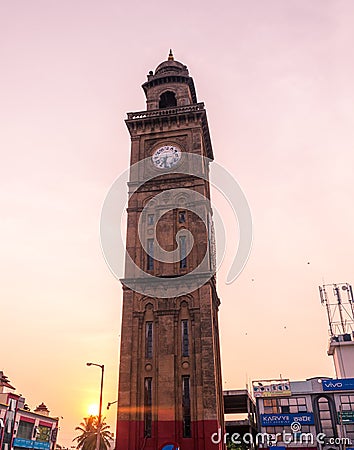Clock Tower aka Dodda Gadiaya with numerals in Kannada language at Mysore, Karnataka, India Editorial Stock Photo