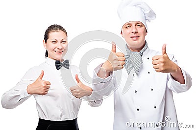 30-year-old waitress and chef shows a sign of success against Stock Photo