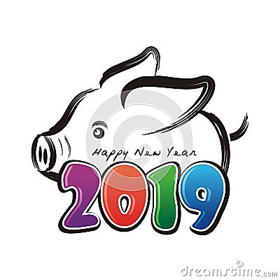 Year Of the pig - 2019 chinese new year Cartoon Illustration