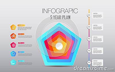 5 year plan projects milestone template for presentation Vector Illustration