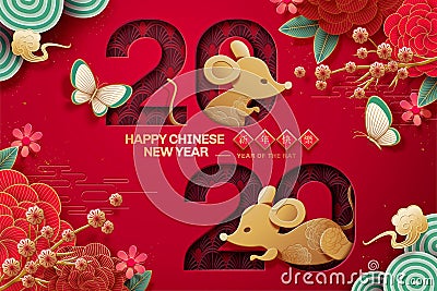 2020 year of the rat design Vector Illustration