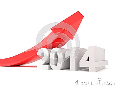 Year 2014 - red arrow growth Cartoon Illustration