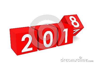 Year 2018 on the red cubes Stock Photo