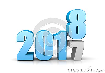 2018 Year Replace 2017, Time Passes Concept Stock Photo