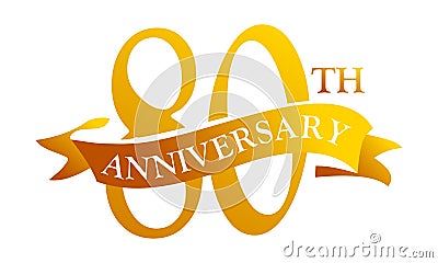 80 Year Ribbon Anniversary Vector Illustration