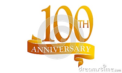 100 Year Ribbon Anniversary Vector Illustration